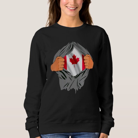 Sweatshirt Le Sang Canadien En Moi Maple Leaf Canada Drapeau  (Devant)