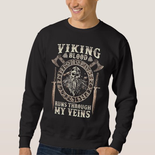 Sweatshirt Le Sang Viking Traverse Mes Veines Le Crâne Viking (Devant)