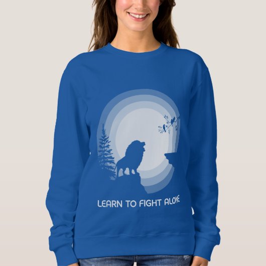 Sweatshirt Learn to Fight Alone – Lion Under Moonlight (Devant)