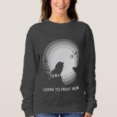 Sweatshirt Learn to Fight Alone – Lion Under Moonlight (Devant)