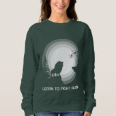 Sweatshirt Learn to Fight Alone – Lion Under Moonlight (Devant)