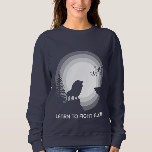 Sweatshirt Learn to Fight Alone – Lion Under Moonlight (Devant)