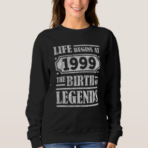 Sweatshirt Légende Né en 1999 Cadeau d'anniversaire Rétro Vin