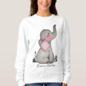 Sweatshirt L'éléphant mignon de bébé d'aquarelle avec (Devant)
