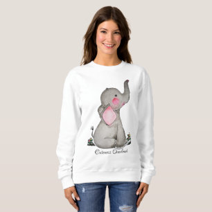 Sweatshirt L'éléphant mignon de bébé d'aquarelle avec