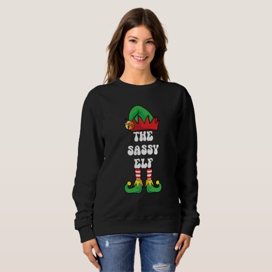 Sweatshirt L'Elfe Sassy, Chant de Noël Laide, Drôle, (Devant entier)