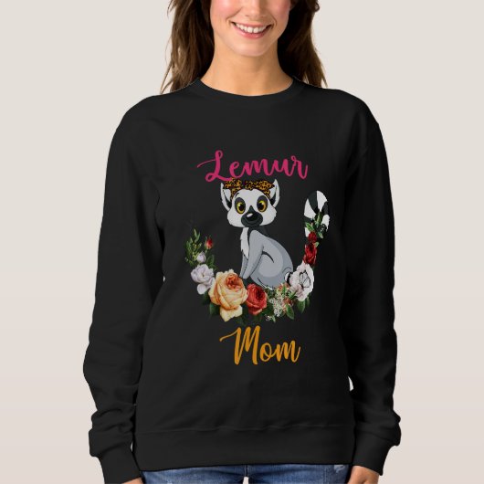 Sweatshirt Lemur Mom Floral Lemur Bow Tie Lover Mother's Day (Devant)