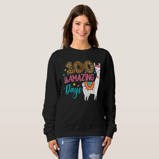 Sweatshirt Leopard 100 Llamazing Days Llama Teacher 100th Day (Devant entier)