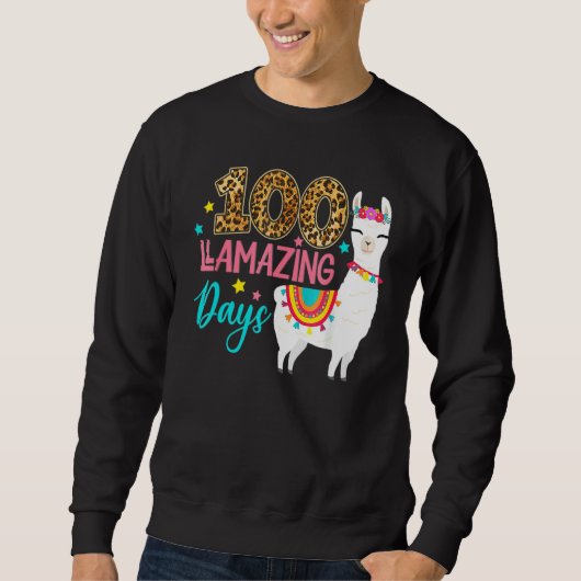 Sweatshirt Leopard 100 Llamazing Days Llama Teacher 100th Day (Devant)