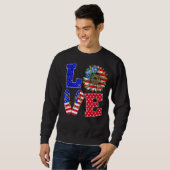Sweatshirt Leopard 4 juillet Love Tournesol Patriotique Ameri (Devant entier)