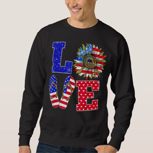 Sweatshirt Leopard 4 juillet Love Tournesol Patriotique Ameri (Devant)