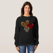 Sweatshirt Leopard and Plaid Print Heart Valentine Love Like  (Devant entier)