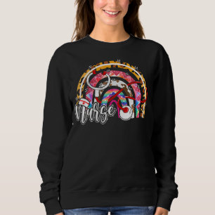 Sweatshirt Leopard Arc-en-ciel Boho Infirmière Stethoscope Mé