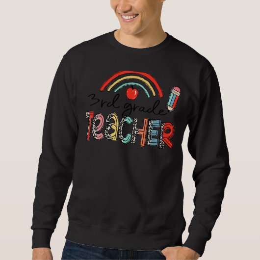 Sweatshirt Leopard Arc-En-Ciel Enseignant De 3E Année De Reto (Devant)