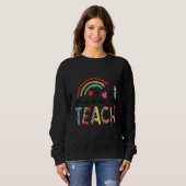 Sweatshirt Léopard Arc-en-ciel fait pour enseigner Enseignan (Devant entier)