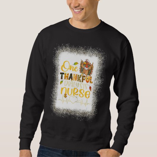 Sweatshirt Leopard Bleached One Thankful Dialysis Infirmière  (Devant)