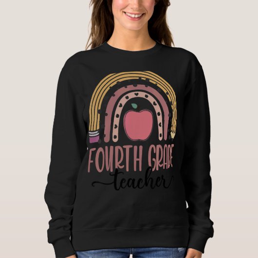 Sweatshirt Leopard Boho, enseignant de quatrième année Arc-en (Devant)