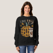 Sweatshirt Leopard Citrouille et Coffee Love Fall Ya'll (Devant entier)