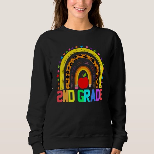 Sweatshirt Leopard enseignant de deuxième année Rainbow 2e an (Devant)