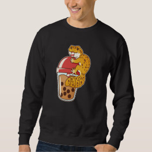 Sweatshirt Leopard Gecko Boire Boba Bubble Tea