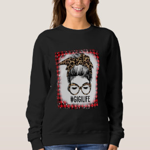 Sweatshirt Leopard Gigi Life Messy Bun Noël Noël Mères
