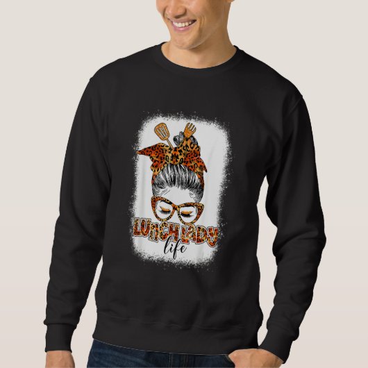 Sweatshirt Leopard Mesy Bun Lunch Lady Blessed Lunch Lady Tha (Devant)