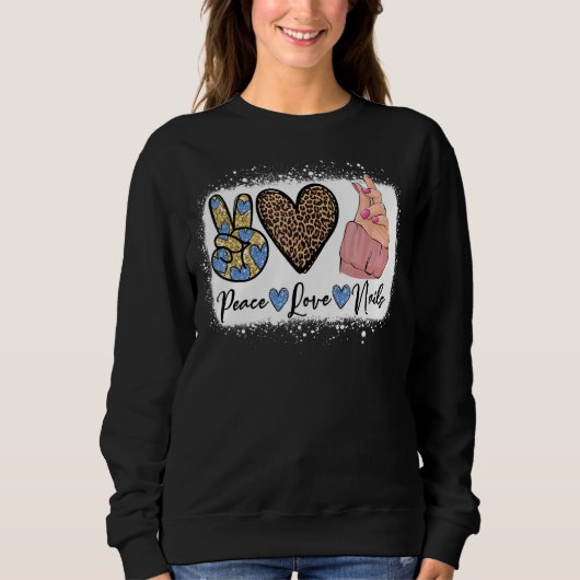 Sweatshirt Leopard Peace Love Nail Boss Nail Tech Nail Techni (Devant)