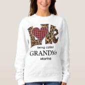 Sweatshirt Leopard Plaid Amour Être Appelé Grand-mère (Devant)