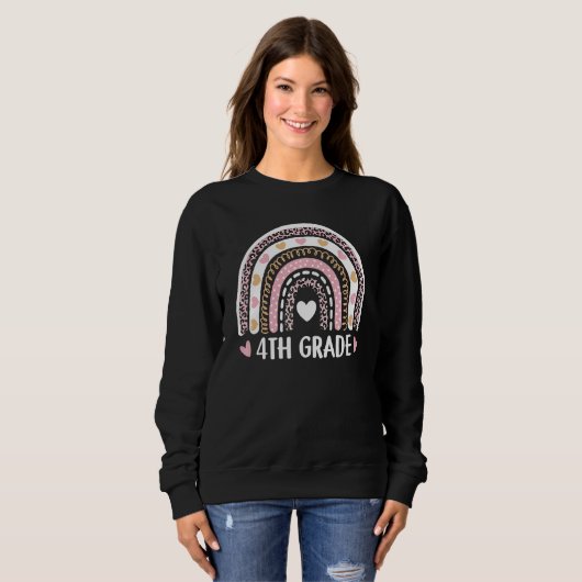 Sweatshirt Leopard Rainbow 4th Grade Teacher Funny Back To Sc (Devant entier)