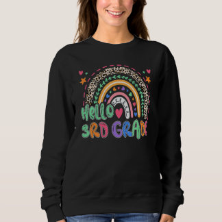 Sweatshirt Leopard Rainbow Hello 3rd Grade Teacher  Back To S