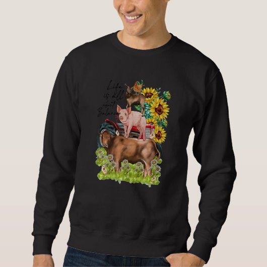 Sweatshirt Leopard Sunflower Farm Animals Vegan Life Is About (Devant)