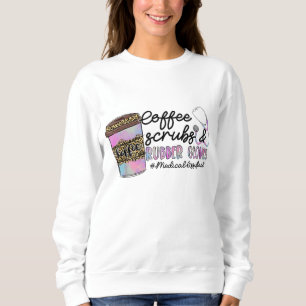 Sweatshirt Leopard Tie Dye Coffee Scrubs Gants Assis Médicale