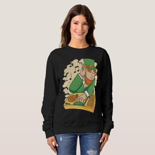 Sweatshirt Leprechaun DJ St Patrick's Day (Devant entier)