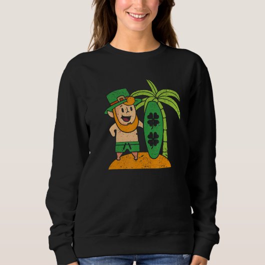 Sweatshirt Leprechaun Hawaiian Surfing St Patricks Day Hawaii (Devant)