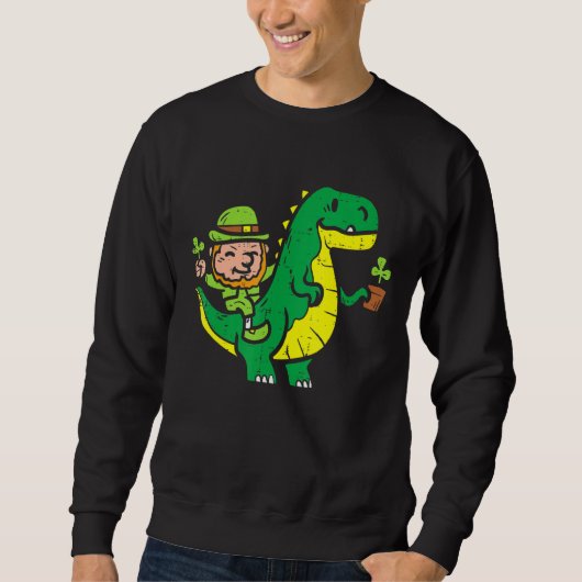 Sweatshirt Leprechaun T Rex Dinosaur Shamrock St Patrick Day (Devant)