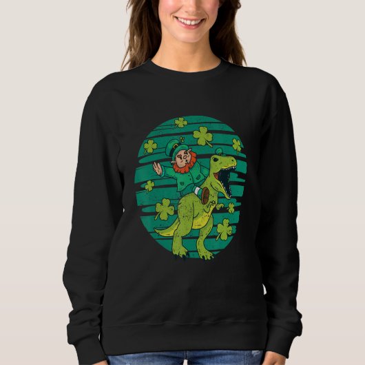 Sweatshirt Leprechaun T-Rex Irish Shamrock Dinosaur St Patric (Devant)