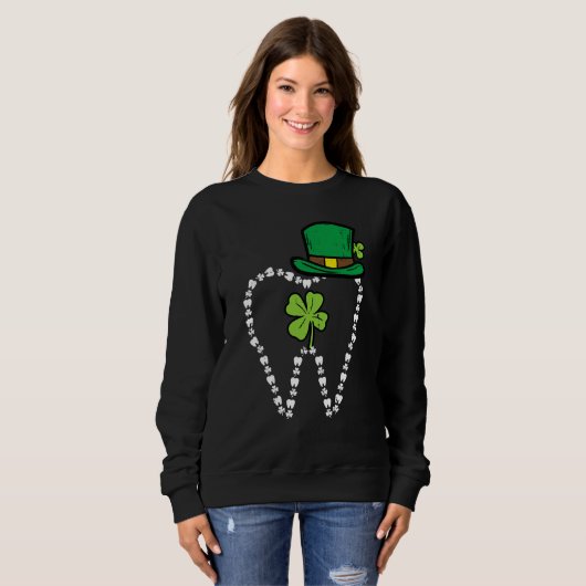 Sweatshirt Leprechaun Tooth Shamrock St Patrick Day Dentist D (Devant entier)