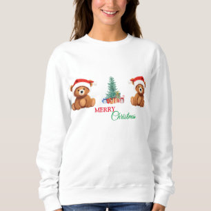 Sweatshirt Les animaux mignons hiver Ours Père Noël arbre de 