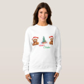 Sweatshirt Les animaux mignons hiver Ours Père Noël arbre de  (Devant entier)