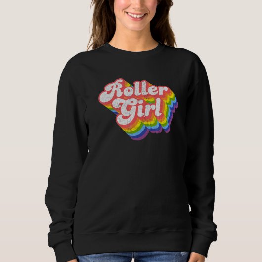 Sweatshirt les années 70 Retro Disco Rainbow Roller Girl Roll (Devant)