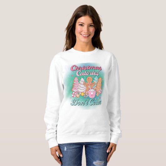 Sweatshirt Les calories de Noël ne comptent pas caractère amu (Devant entier)