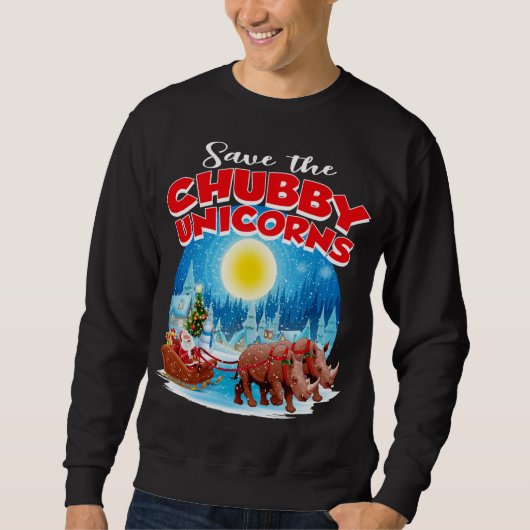 Sweatshirt Les Chubbies Sauvent Le Chubby Unicorns Rhino Noël (Devant)