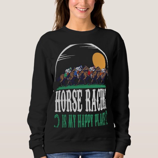 Sweatshirt Les courses de chevaux sont mon endroit heureux Jo (Devant)