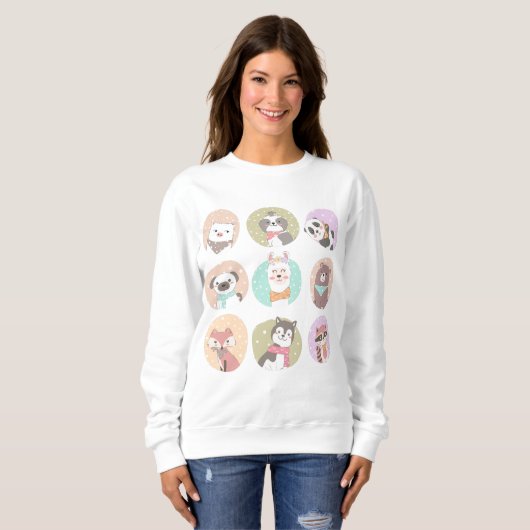 Sweatshirt Les mignons animaux (Devant entier)