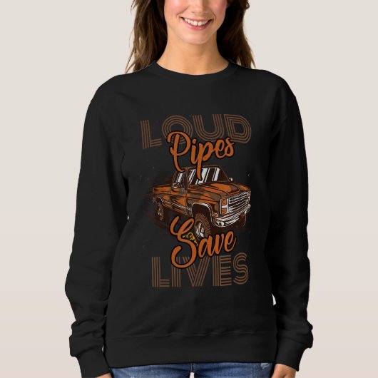 Sweatshirt Les vrais hommes conduisent Diesel Loud pipes sauv (Devant)