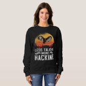 Sweatshirt Less Talking more Hacking Sunset Falconer Falconry (Devant entier)