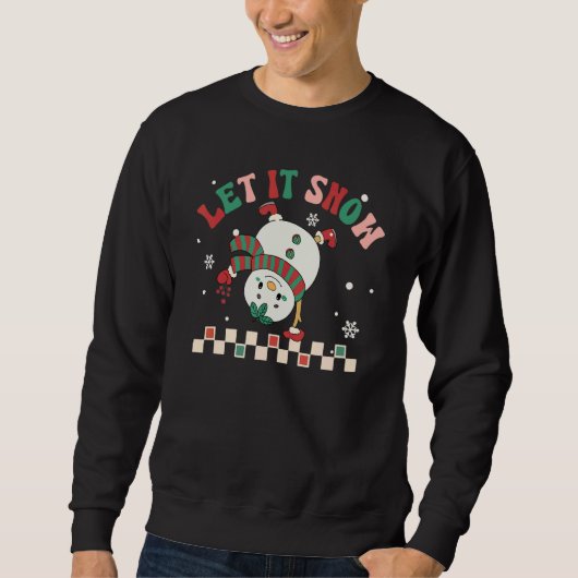 Sweatshirt Let It Snow Snowman Groovy Retro Christmas Holiday (Devant)