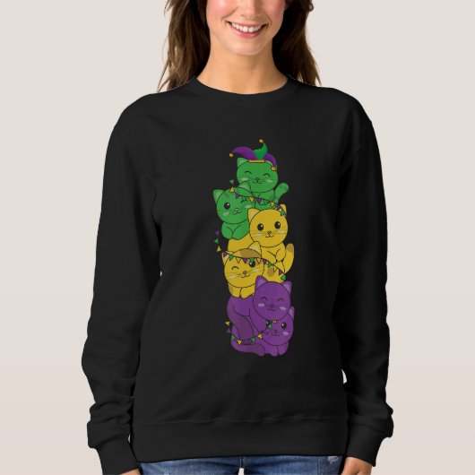 Sweatshirt Let The Shenanigans Begin Mardi Gras Cat (Devant)