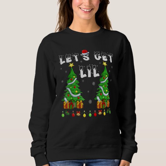 Sweatshirt Let's Get Lit Drinking Santa Hat Christmas Lights (Devant)