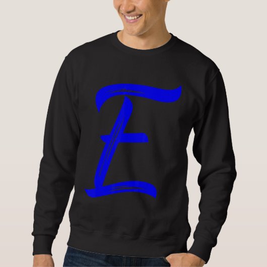 Sweatshirt Letter E Alphabet Large Blue Graphic Initial (Devant)